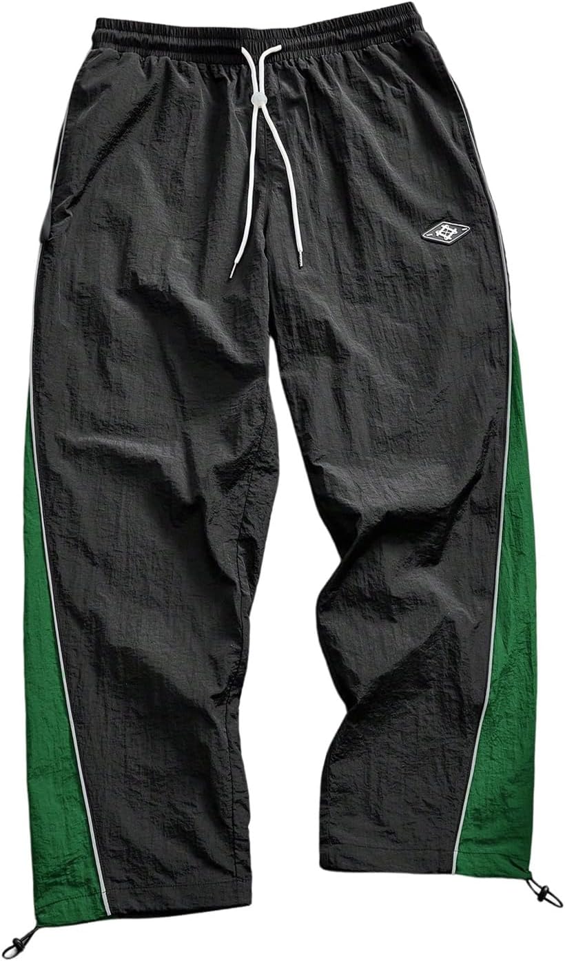 SOLY HUX Men's Parachute Track Pants Baggy Sweatpants Casual Workout Athletic Joggers with Pockets