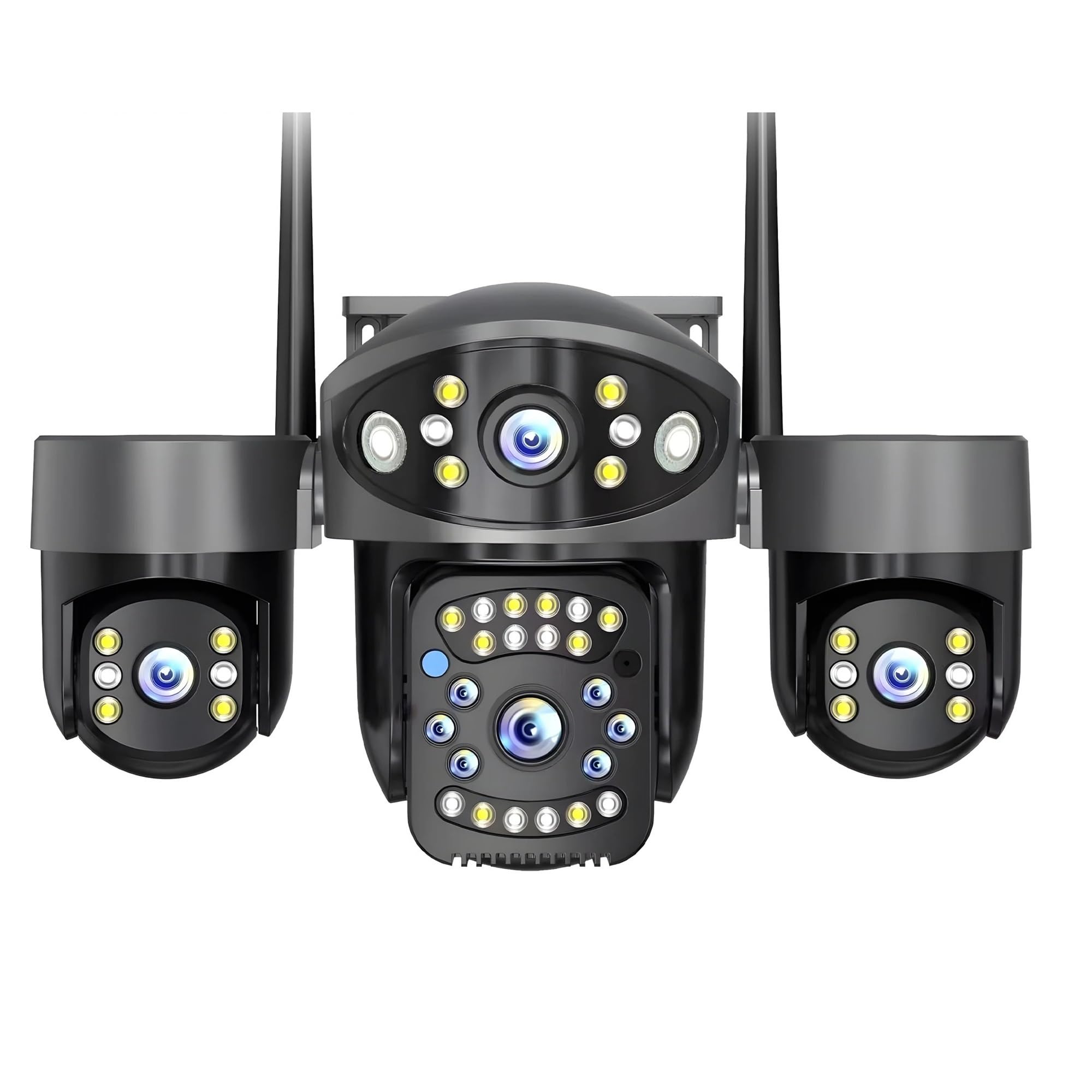 lnbbeq 10k 20mp wifi security camera outdoor 4 lens 4 screen 360° ptz camera auto motion tracking cctv 12x zoom surveillance(uk plug,wifi cam add 64g)
