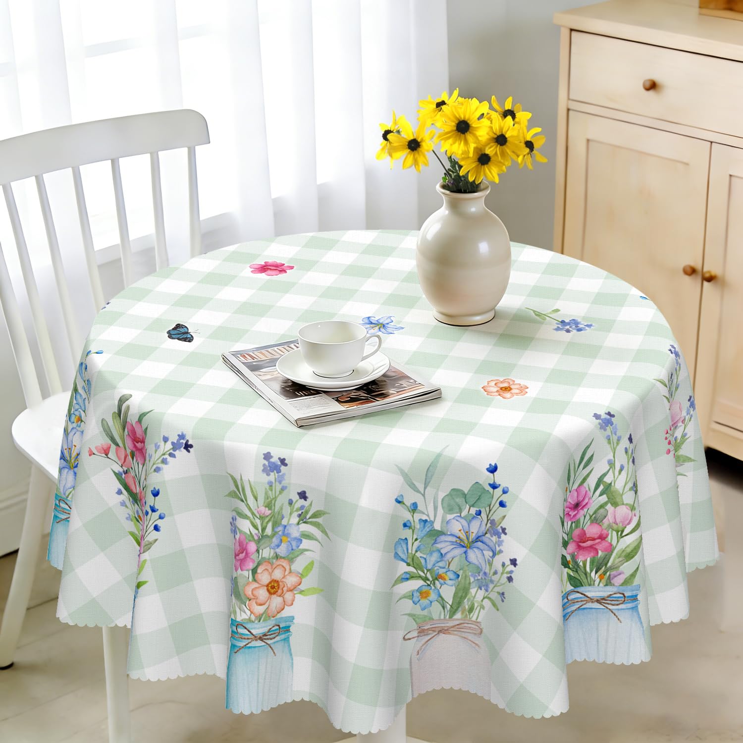iEvery Tischdecke landhausstil Tischdecke Wasserdicht Anti-Falten Table Cloth für Küche, Esstisch, Couchtisch, Parteien, Abendessen