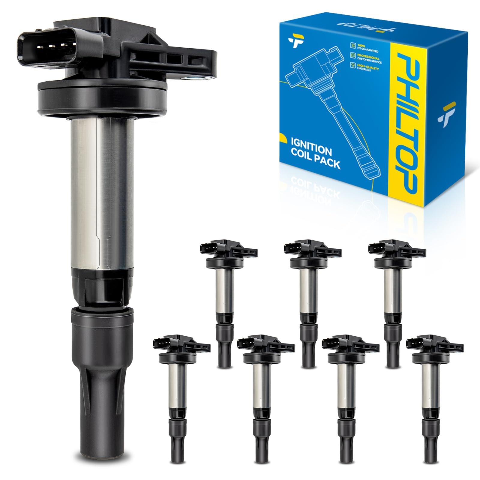 PHILTOP 8 Pack Ignition Coil UF519 Fit for Range Rover Sport LR3 XJ8 XF XK