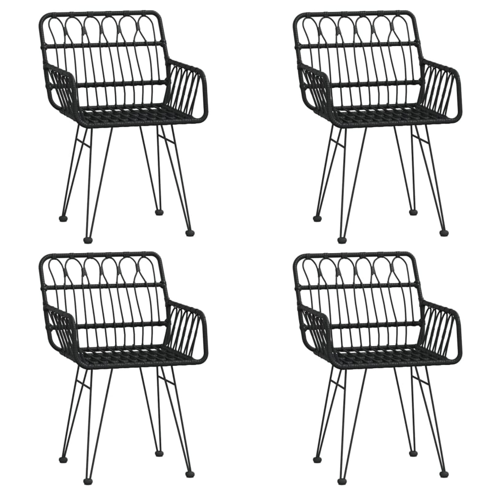 3157854 Set da Pranzo da Giardino 5 pz Nero in Polyrattan Testata in Legno,Testata Letto Matrimoniale Muebles Dormitorio Spalliera Letto Testiere per Letto Matrimoniale