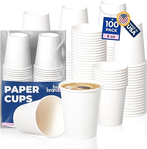 Miniatura 28 de Fit Meal Prep Paquete de 100 tazas de café de papel desechables de 24 onzas, tazas calientes de primera calidad para bebidas calientes/frías, vasos