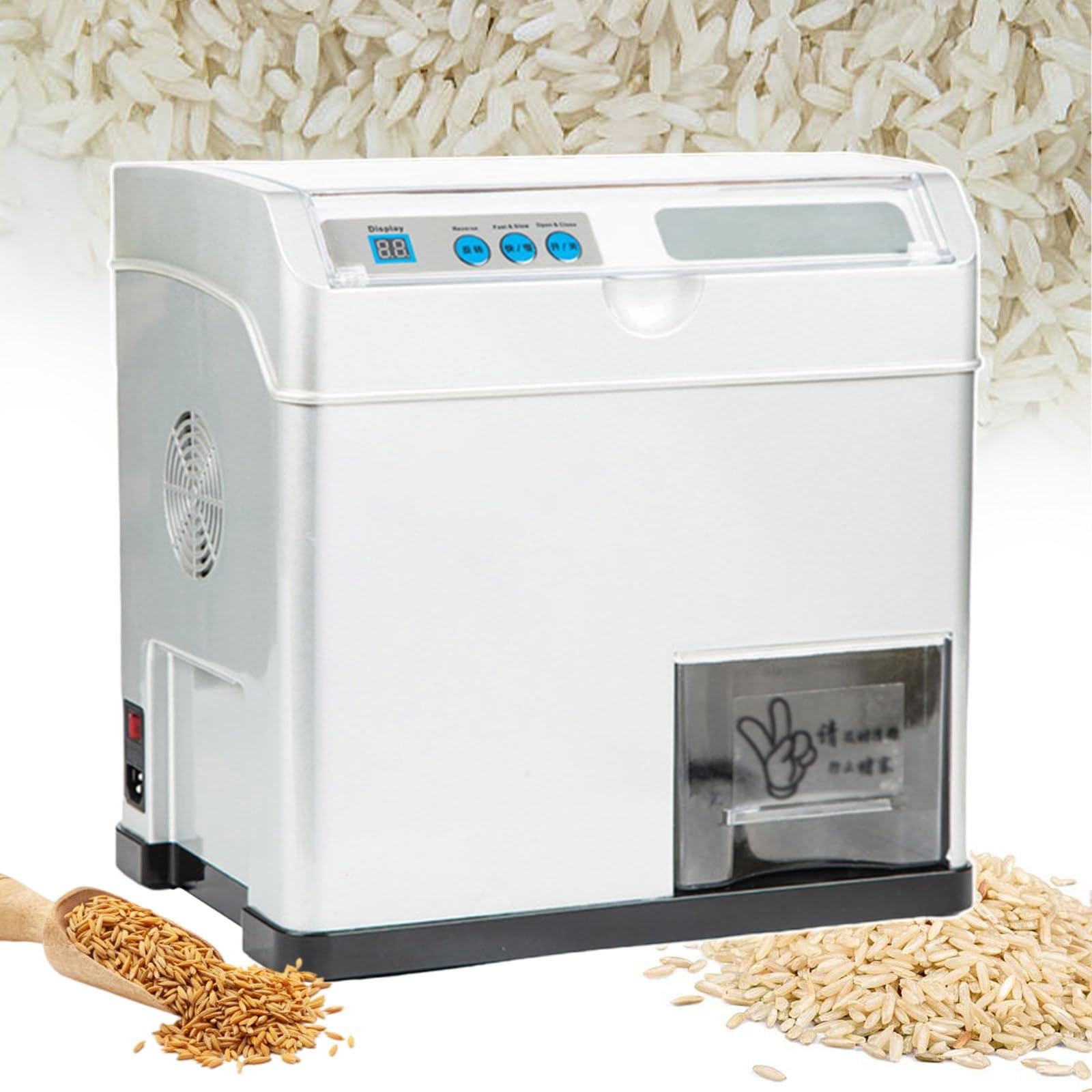 Elektryczny młynek do ryżu, 30 kg/h, 500 W, automatyczny separator otrębów ryżowych, mała frezarka do ryżu z regulowaną dokładnością frezowania, do młynków i gospodarstw rolnych