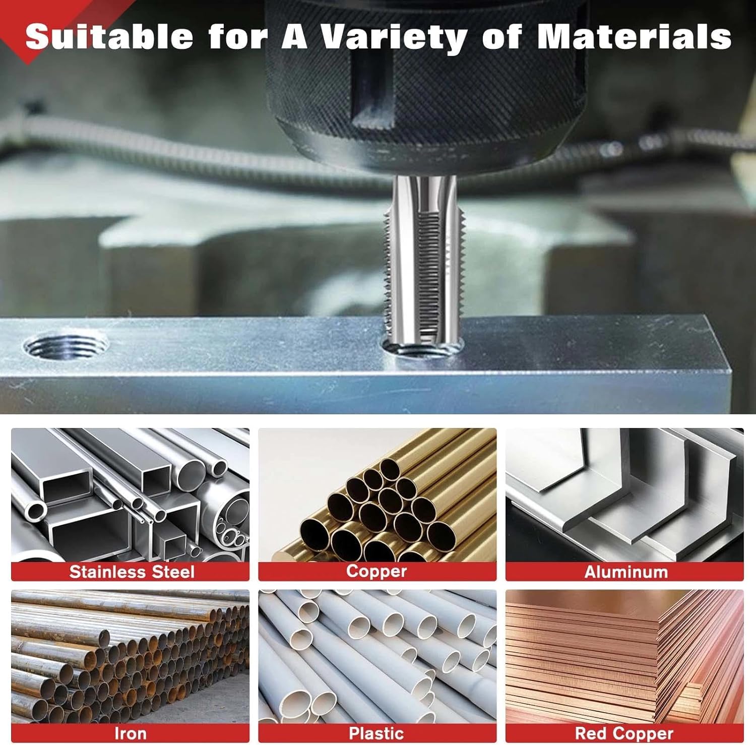 6 Piece NPT Pipe Tap Set 1", 3/4", 1/2", 3/8", 1/4" 1/8" Thread Taps, NPT Tap Set, Thread Cutting Tool Assortment for Plumbers, Mechanics and DIYers