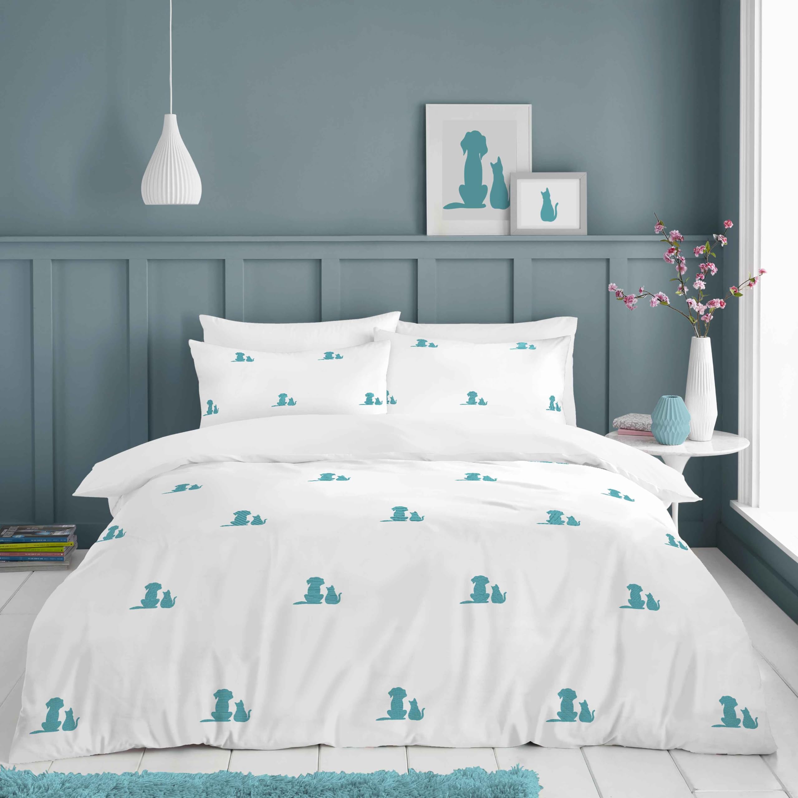 GC GAVENO CAVAILIA White King Size Duvet Cover Sets - Embroidered Animal Bedding Duvet Set (230x220 cm) - Breathable Quilt Cover King - Soft Bed Covers