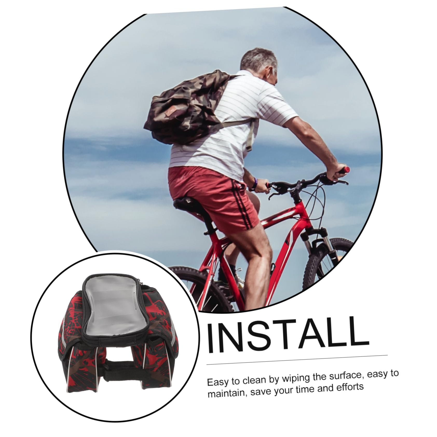 TOYANDONA 5 Piezas Bolsa de teléfono móvil Bolsa de Manillar Bolso alforja de Bicicleta de depósito de Tubo Superior de Bicicleta Tela Oxford + Pantalla táctil de TPU