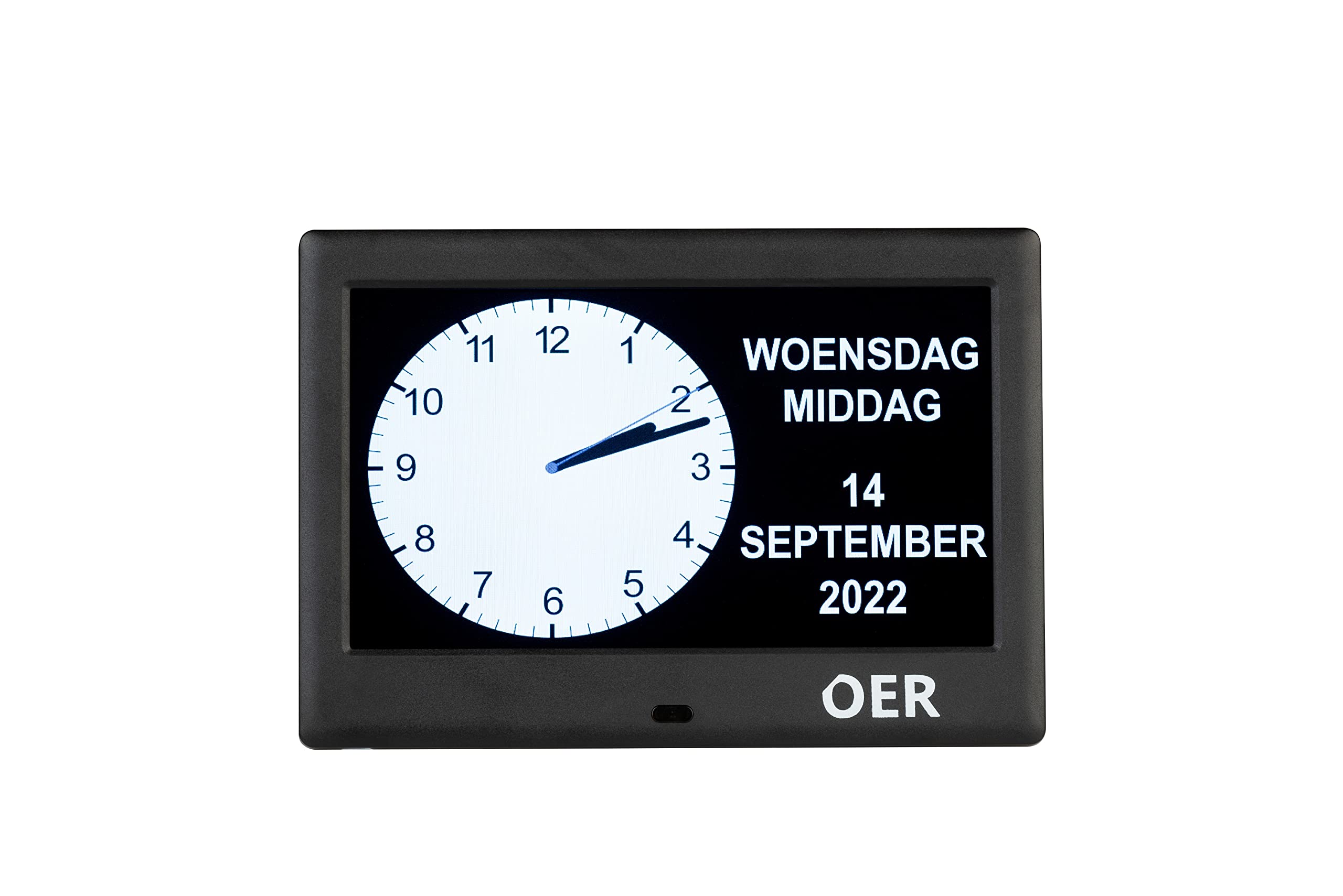 OER - Orologio per demenza, display digitale e analogico, calendario digitale e orologio per anziani, orologio con calendario per la demenza (17,8 cm, nero)