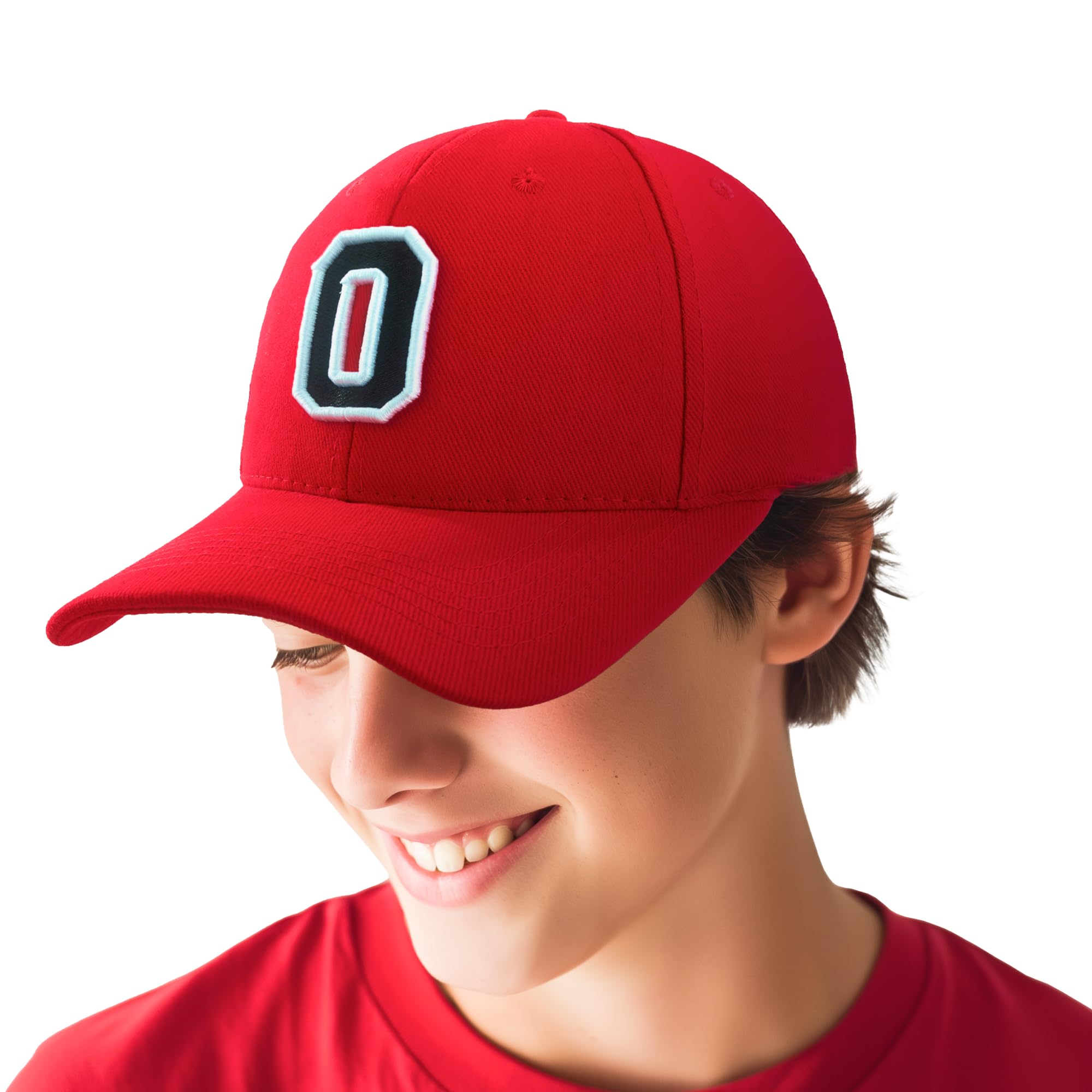 4Sold 1976 Boys O 4Sold 3D Embroidery Alphabet Children School A-Z Adjustable Baseball Cap Red Black Letter Caps Kids Hat Sport