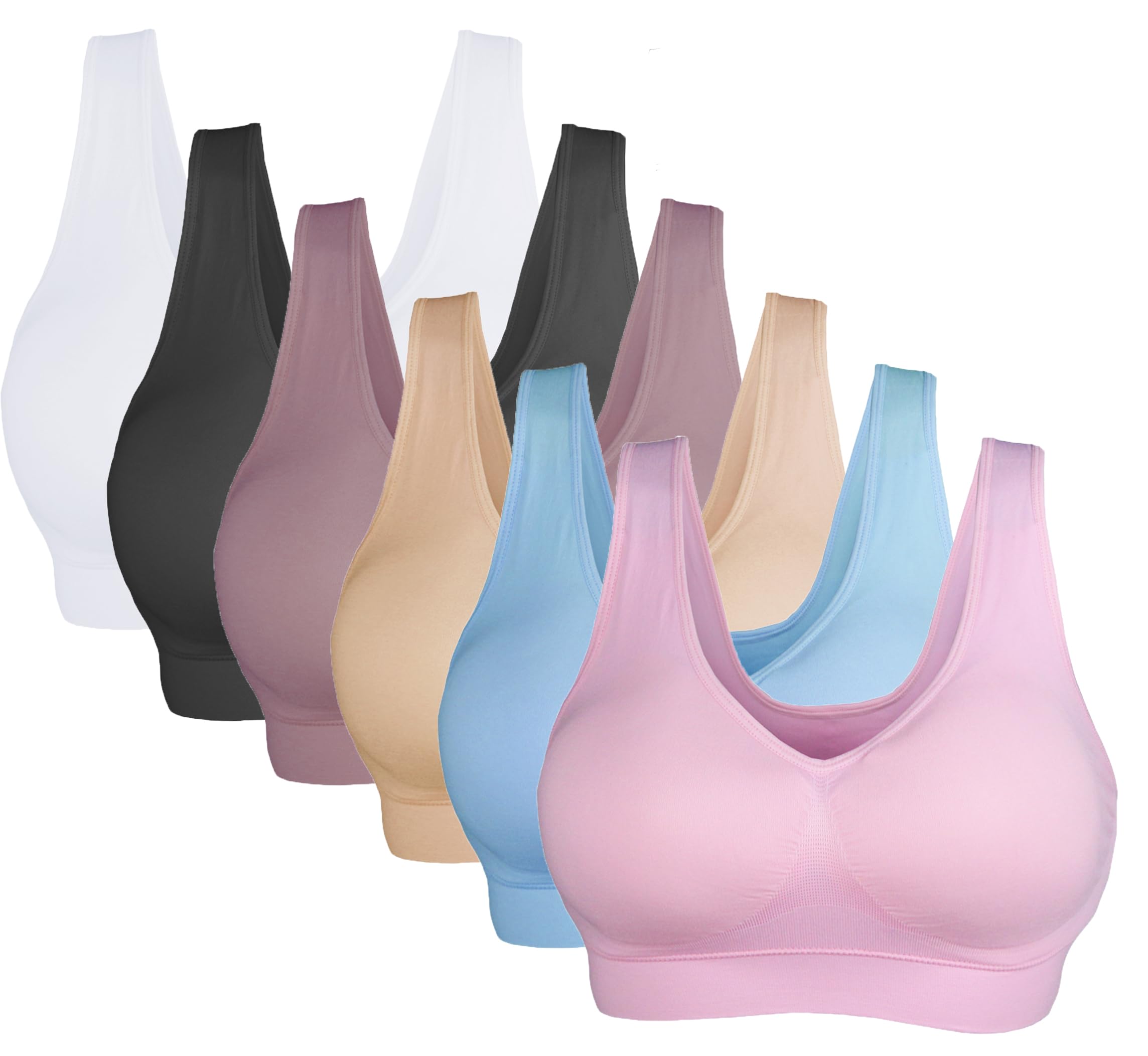 KINYAOYAO 3 Pack Women's Ultimate Comfy Medium Support Seamless Wireless Sports Bra with Removable Pads