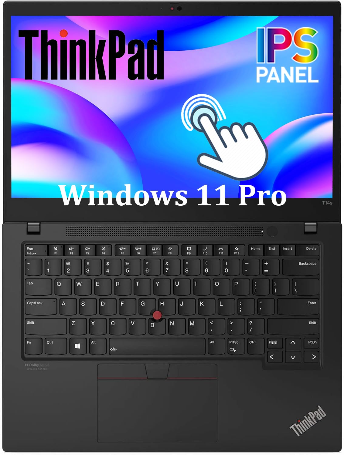 Lenovo ThinkPad T14s Gen 2 Touchscreen Laptop, 14 Zoll FHD (1920x1080), Intel Core i7-1185G7, 32 GB RAM, 512 GB SSD, QWERTY Tastatur, Windows 11 Pro (Generalüberholt)