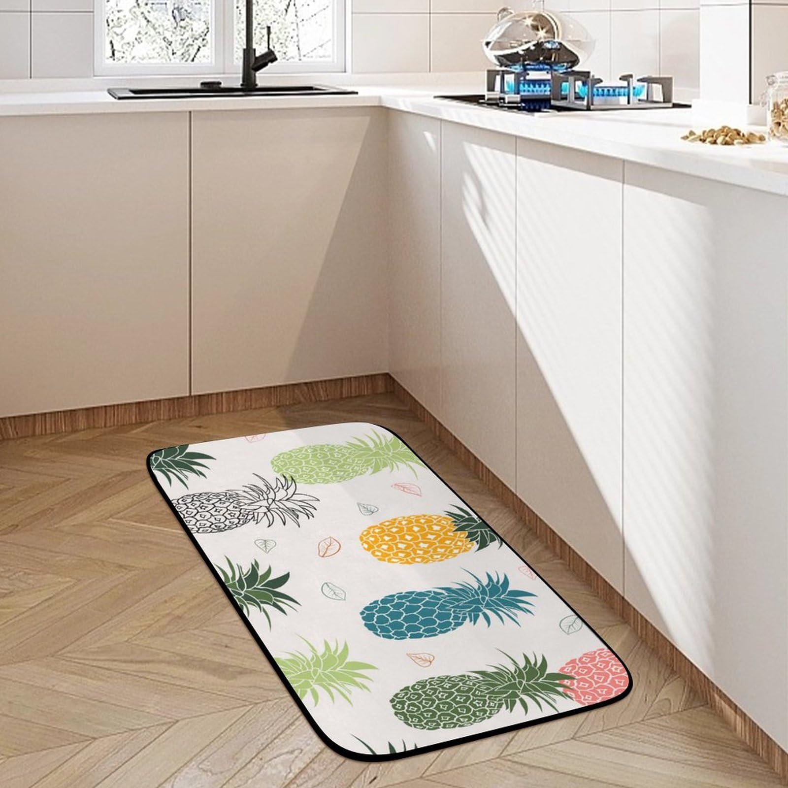 Amazon | 玄関マット 葉 カラフルなパイナップル ドアマット