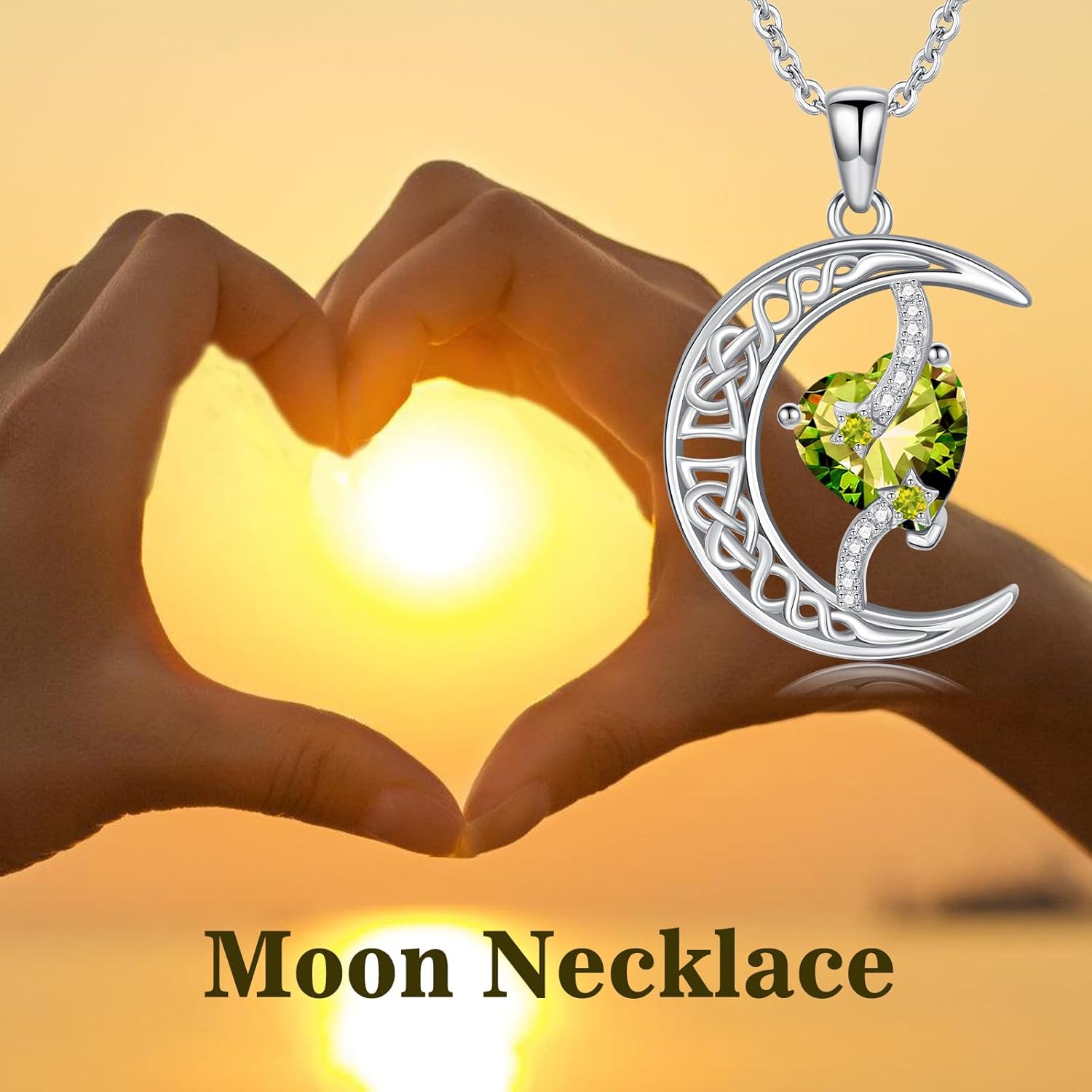 TOUPOP Moon and Star Birthstone Necklace for Women 925 Sterling Silver Celtic Moon Jewelry Valentines Day Birthday Gifts for Her Wife Mom - Image 3
