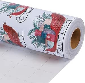 LaRibbons Reversible Christmas Wrapping Paper Jumbo Roll With Pink Pom Pom, Classic Deer And Confetti Gift Wrap Set For Christmas, Holiday, Winter - View #4