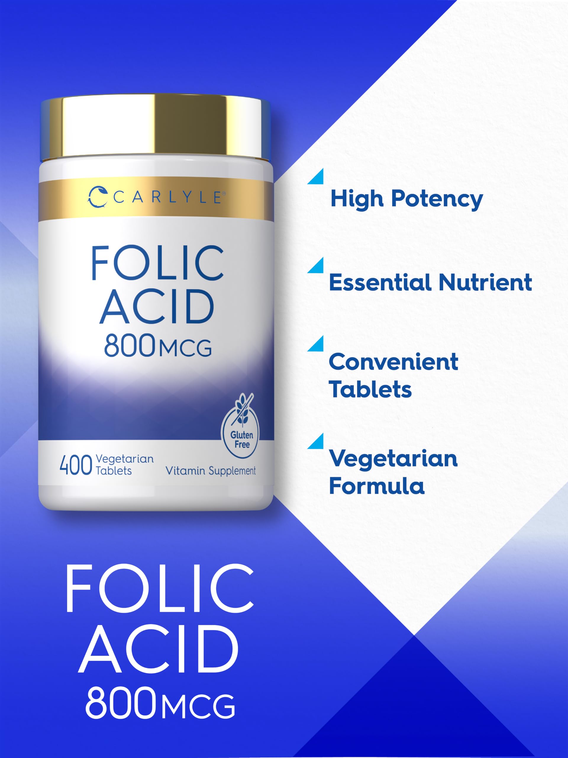 Carlyle Folic Acid 800 mcg | 400 Vegetarian Tablets | for Women and Men — Amazon image 4