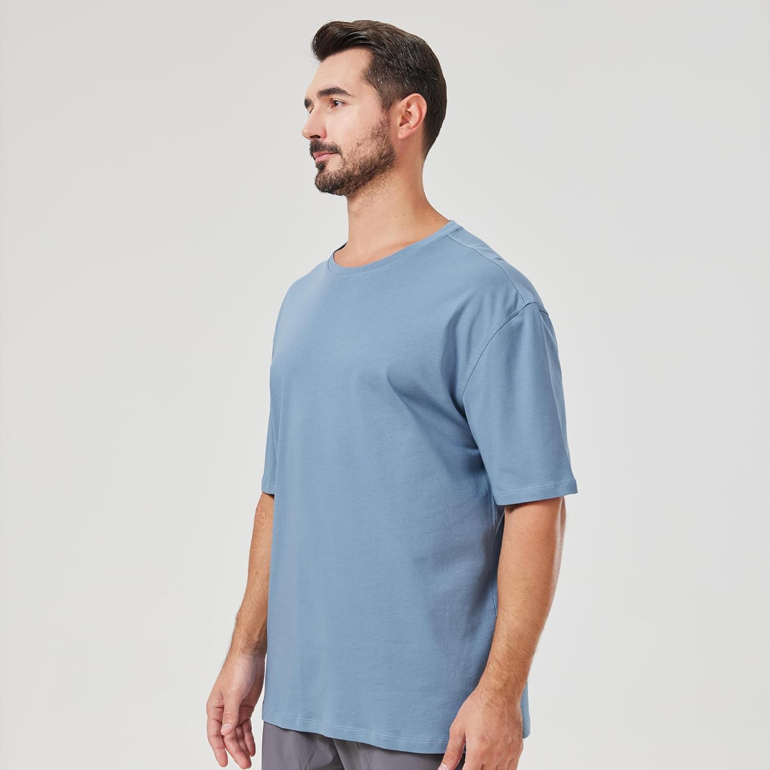 netdraw Men's Oversized Bamboo Viscose Cotton T-Shirt Loose Fit Casual Solid Basic Crewneck Short Sleeve Tee - Image 4