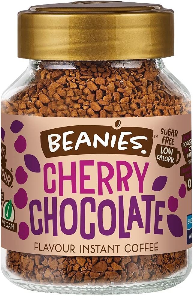 Beanies The Flavour Co Instant Coffee - Cherry Chocolate, 50g |Low Calorie, Sugar Free|