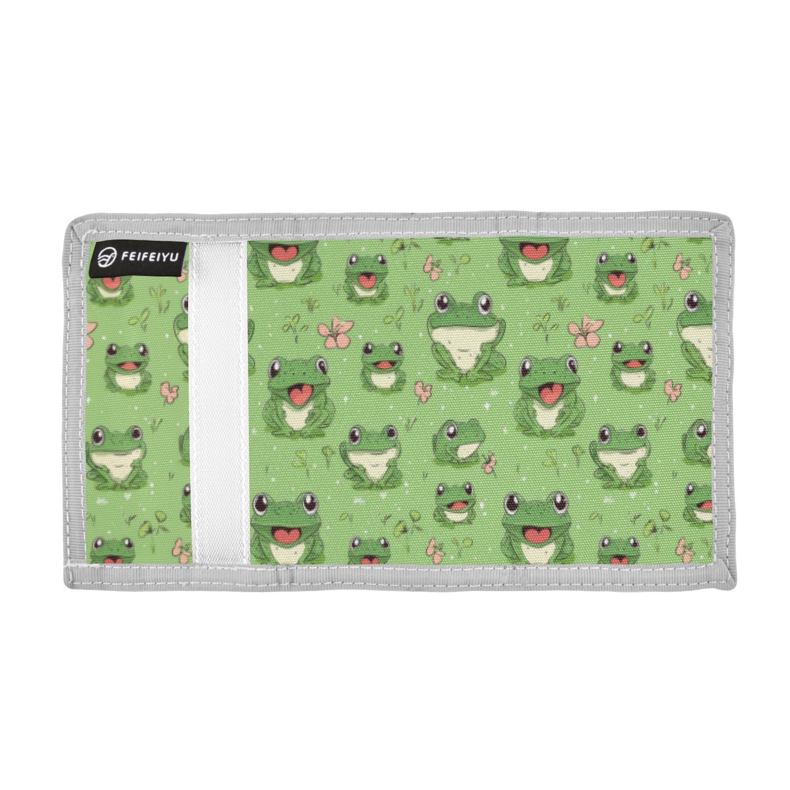 Wusikd Funny Frogs Kids Wallet for Boys Girls Green Animals Toddler Trifold Wallet Novelty Wallet for Teens Women Men