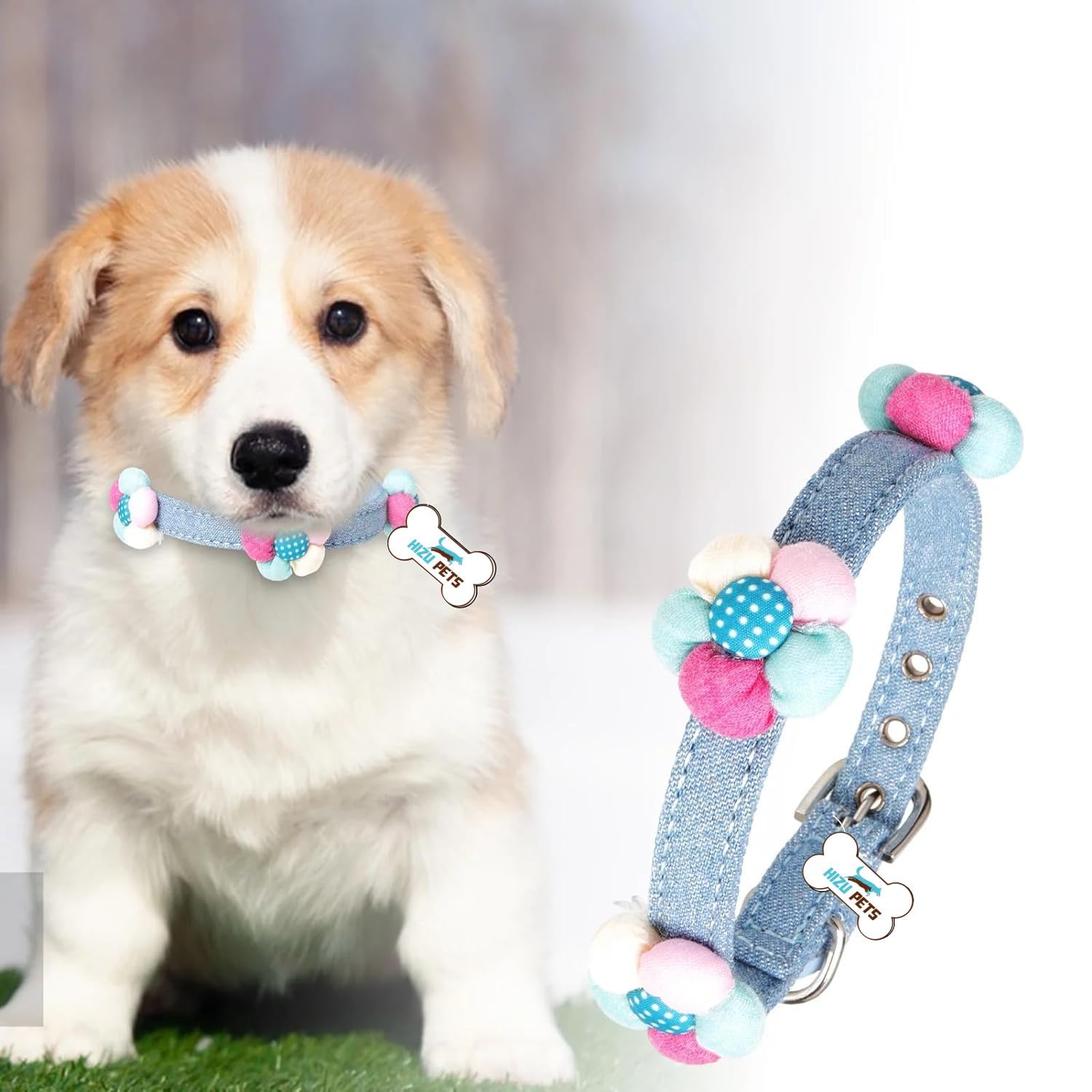 Hizu Pets Cat Puppy Cute Flower Shaped Decorative Adjustable Denim Fabric Collar for Cats Kitten PuppyPet Collar Pet Supplies-1 Piece (Small (28-32 cm)) (Small (28-32 cm)) (B0CL4CHSGS) Amazon Price History, Amazon Price Tracker