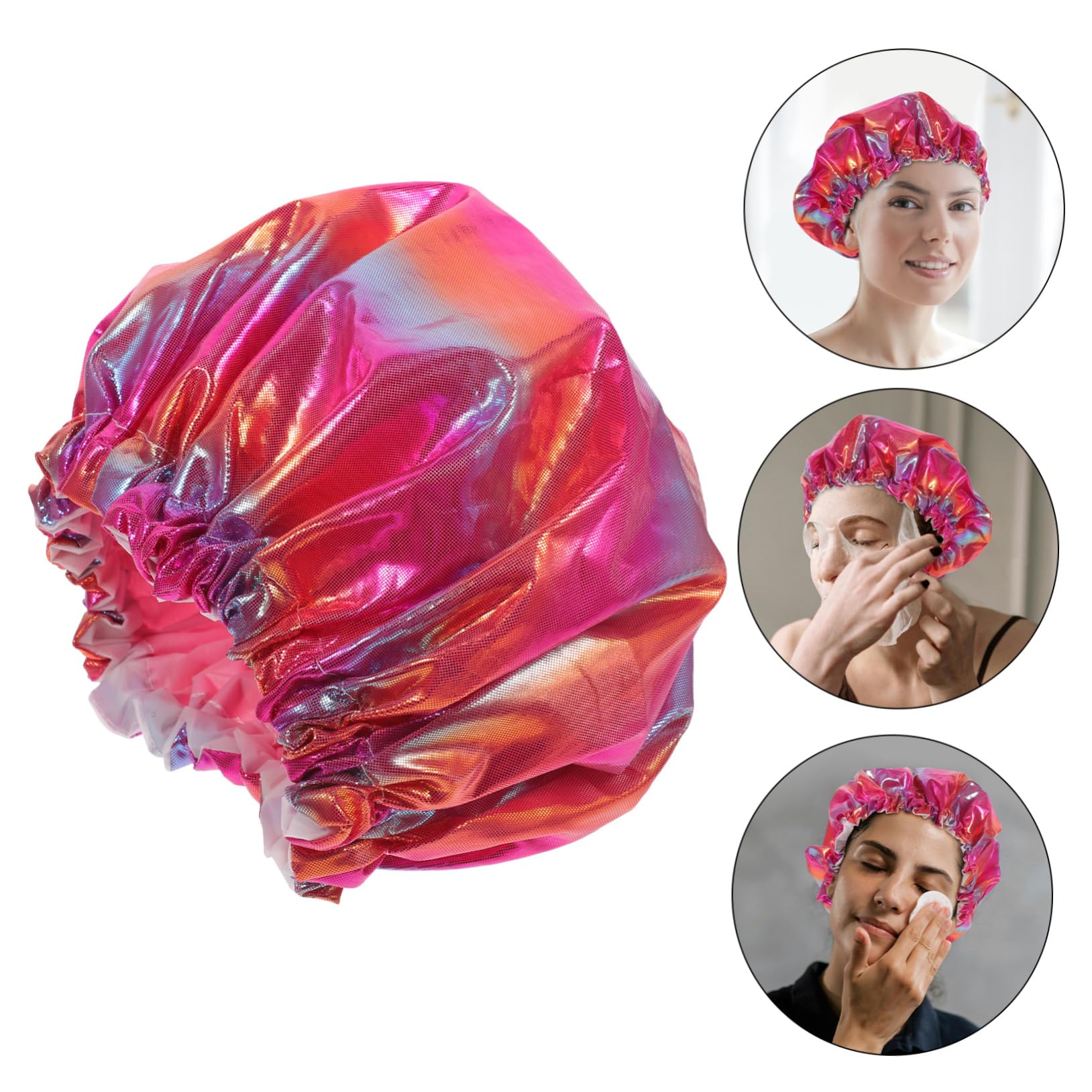 Healeved 5stücke Doppellagige Wasserdichte Duschhaube Für Lange Atmungsaktive Badekappe Elastische Haarhaube Für Damen Und Schützend Und Wiederverwendbar