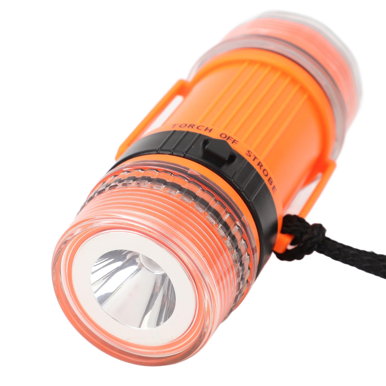 Luce stroboscopica subacquea ad alta luminosità LED alimentata a batteria per avventura subacquea (arancione)