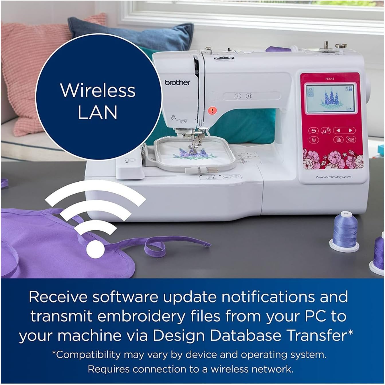 Brother Elite PE545 3.7-Inch LCD Touch Display Computerized Embroidery Machine with Sewing Bundle (3 Items)