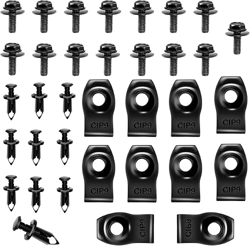 35 piezas de pernos protectores de capó de automóvil con kit de arandela, forro de guardabarros de parachoques, fijación a presión, retén de clip en