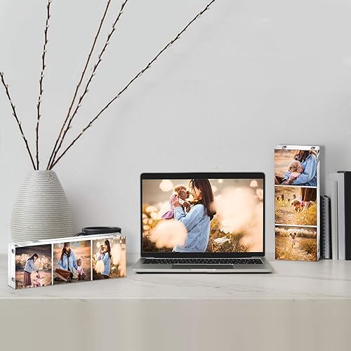 Miniatura 2 de YestBuy Marco de fotos acrílico de 2 x 6, marcos de fotos de acrílico transparente, marcos de fotos magnéticos, marco de fotos de bloque para