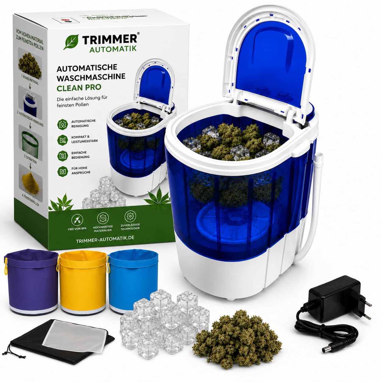Weedness Washing Machine Icer 20 Liter + 3-Bubble-Bags - Ernte-Reste Ice-o-Lator Bubble Trocknen, Grow Anbau, Indoor & Outdoor Weiterverarbeitung