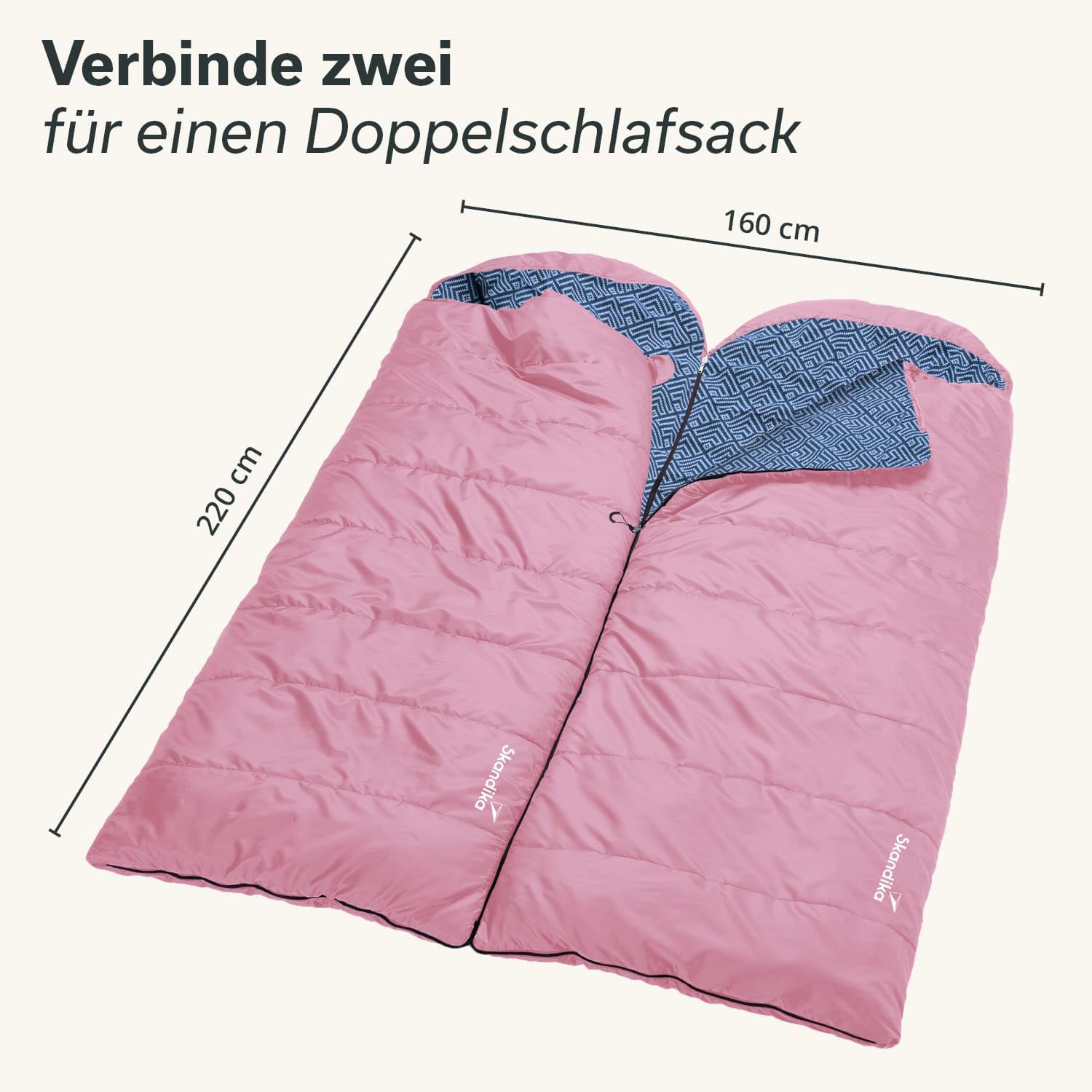Skandika Deckenschlafsack Dundee Flanell | Baumwolle, Luxus-Qualität, koppelbar, Doppelschlafsack, 3 Jahreszeiten, bis -20°C, 220 x 80 cm/ 220 x 160 cm | Outdoor Camping Schlafsack