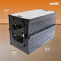 Vista 2 de Jaula para perros plegable y resistente, portátil de aluminio con recubrimiento en polvo para perros medianos, ideal para uso en interiores y viajes