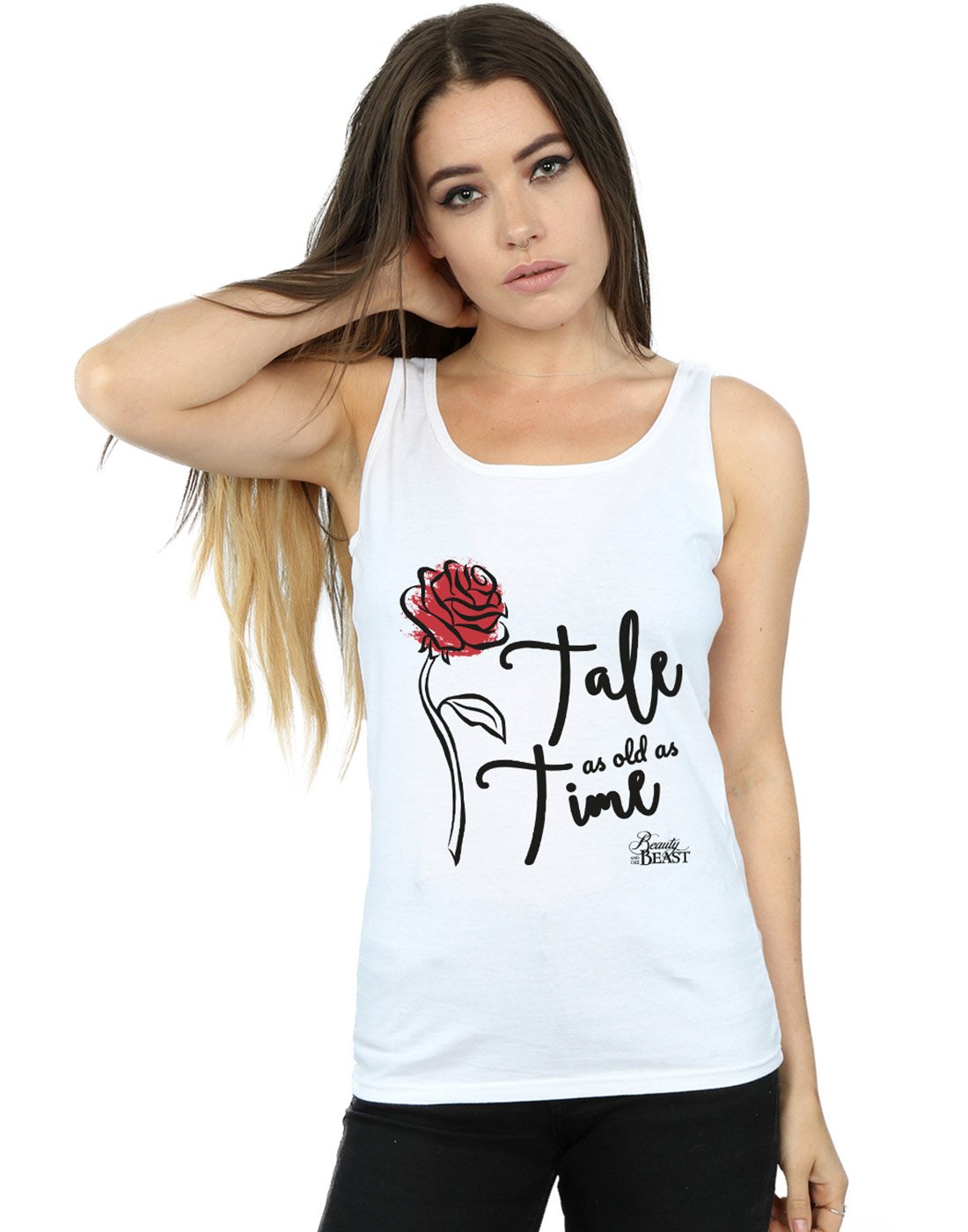 Absolute Cult Women's White Disney Tale As Old As Time Rose Vest Medium