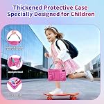 PRITOM 10 inch Kids Tablets, Android 15 Tablet with Lanyard 32GB, Five-Core, HD IPS Display, WiFi, Dual Camera, Toddler Tablet for Kids Age (Pink)