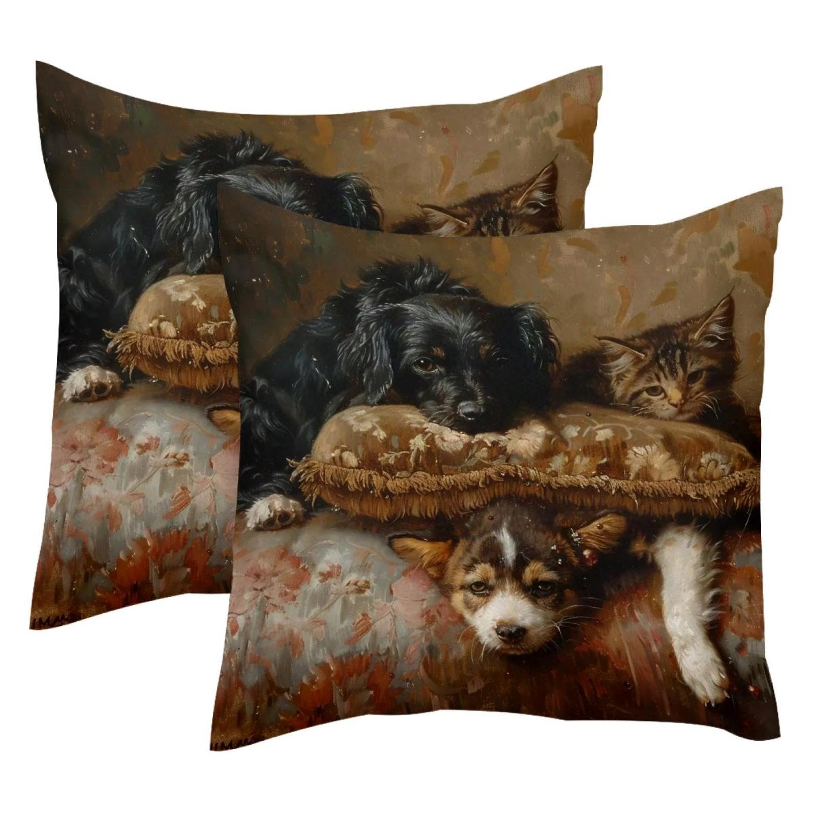 Housses de coussin velours motif animalier pour canapé cosy 50x50cm