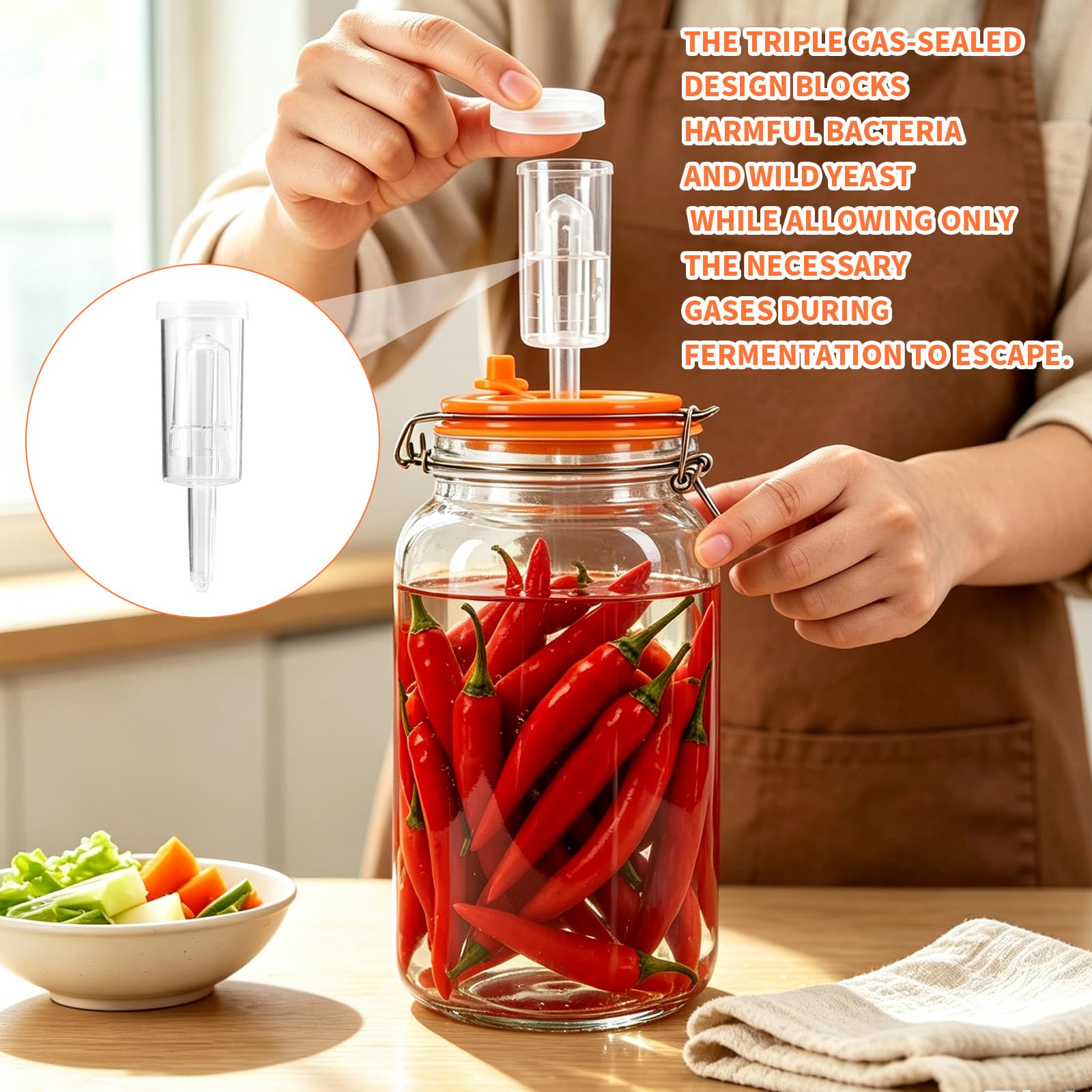 LOMUG Słoik do fermentacji 2 l zestaw 2 szt. z zaworem fermentacyjnym i wagą fermentacyjną do kim
