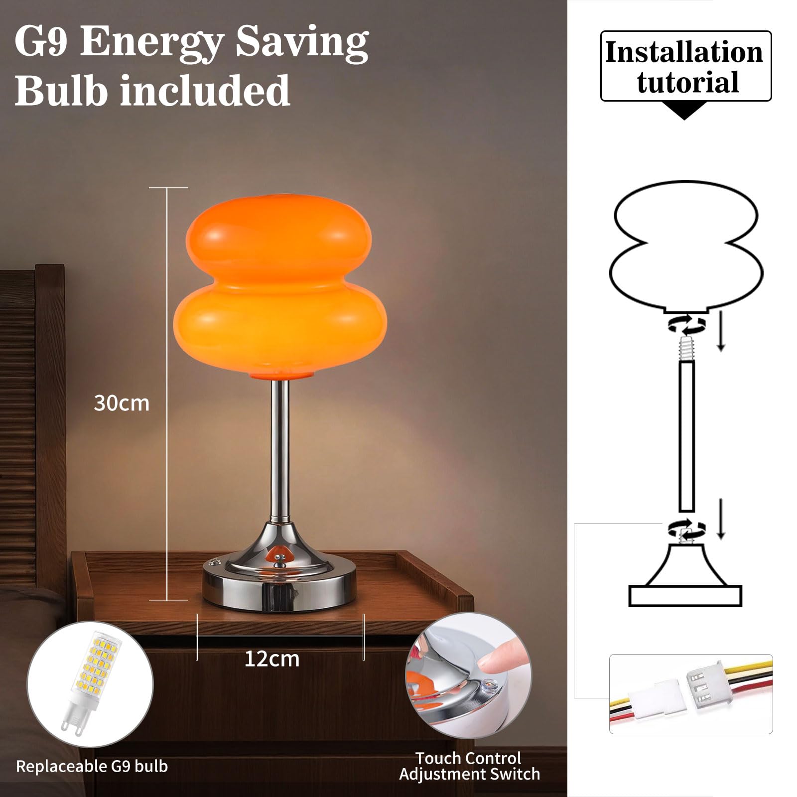 Cordless Mushroom Lamp Table Lamp for Bedroom, Battery Operate Mini Modern Mid Century Lamps,Unique Aesthetic Home Living Room Decor