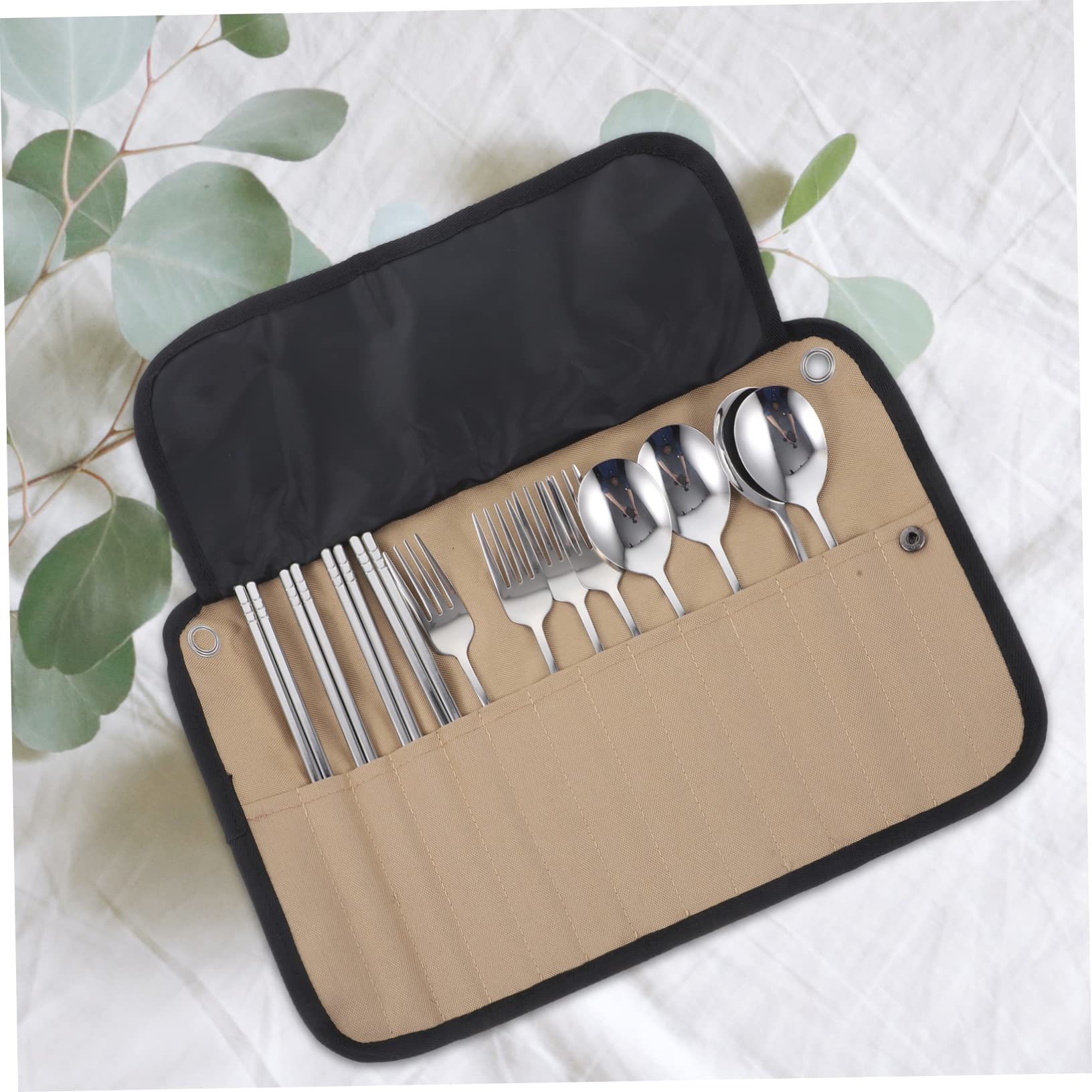 HEMOTON Posate Da Campeggio Utensili Da Tavola Custodia Kit Posate Campeggio Portatile Per Barbecue Picnic Escursionismo Organizzatore Per Stoviglie