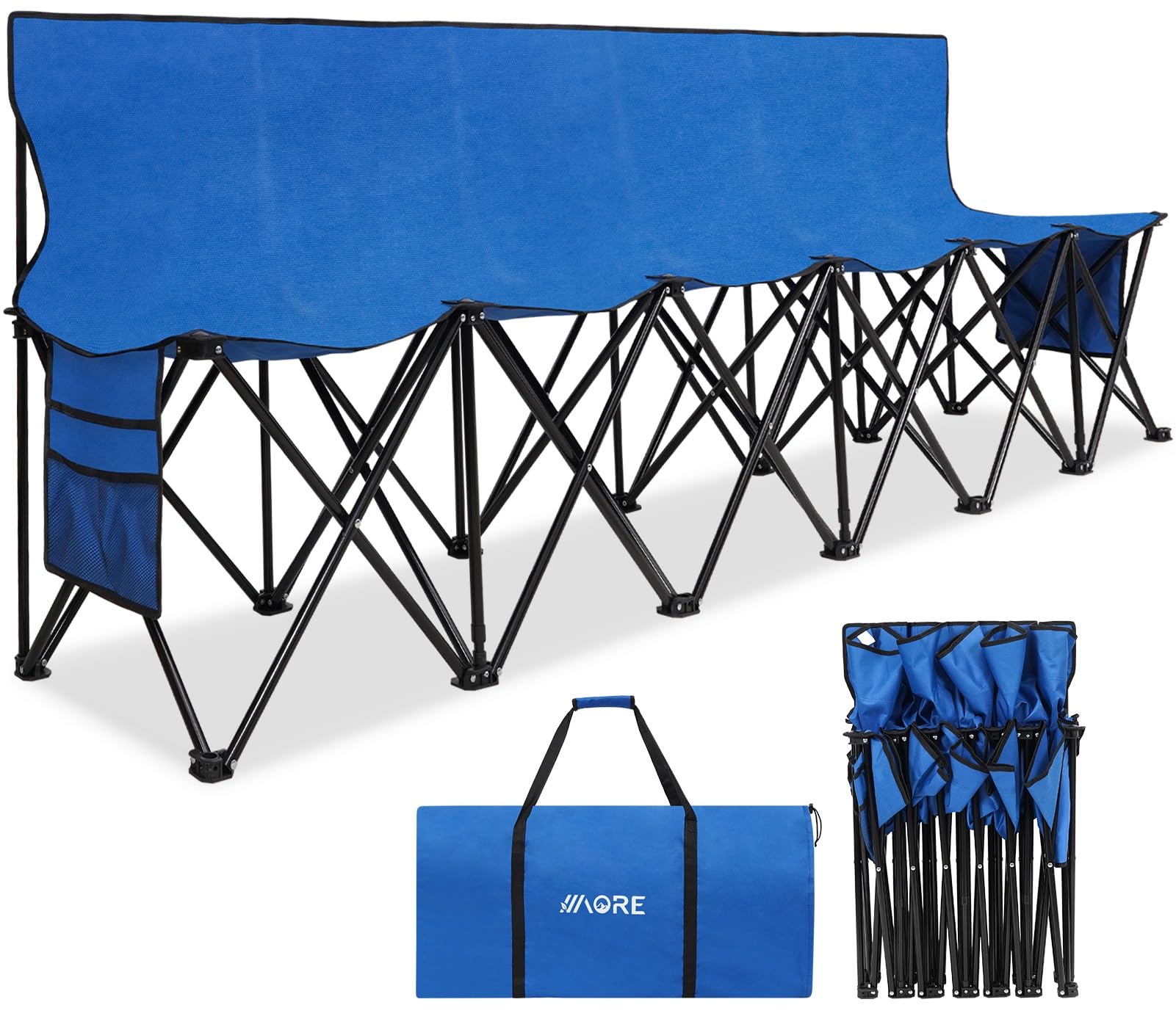 View 1 of 1MORE Portable Folding Soccer Bench, 6 Seats, Blue