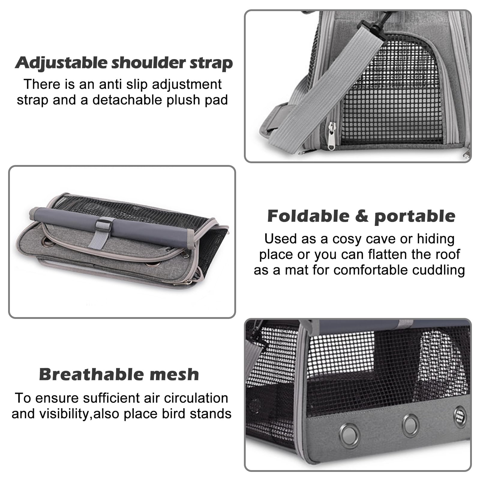 Sac De Transport pour Petits Animaux,35x25x23CM Sac De Voyage pour Animal Domestique,Sac De Transport pour Cochon d'Inde pour Lapins,Hamsters,Hérissons,Cochons d'Inde,Petits Animaux Domestiques,Gris