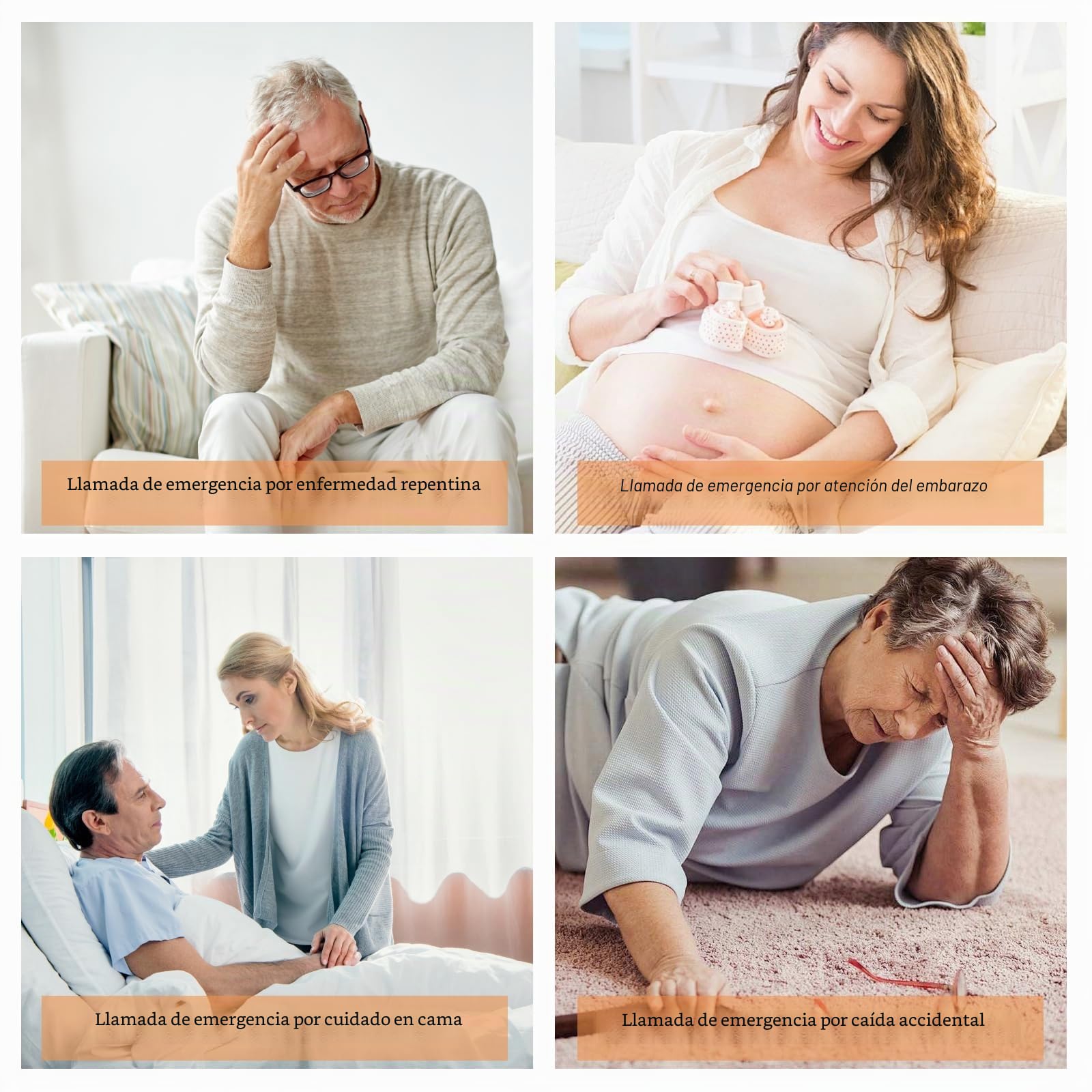 Alarma Avisador Personas Mayores,Botón de Llamada Emergencia para Ancianos | 4 * Botón de Llamada de Emergencia SOS + 1 * Receptor, Botón de Llamada WiFi para Cuidador para Pacientes Mayores