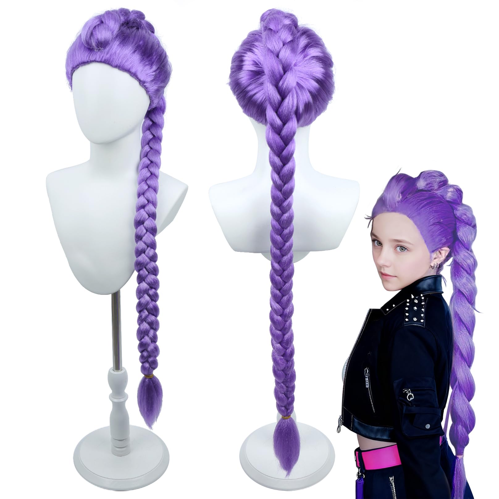 Long Purple Braided  COSPLAY Wig NEW Amazon.com: MAGQOO Purple Braid Wig Kids Girls Light Purple  main image 2
