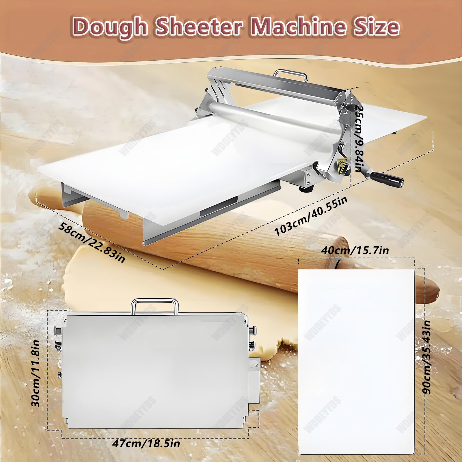 Máquina laminadora manual de masa, prensa plegable de acero inoxidable para panadería y panadería, equipo profesional