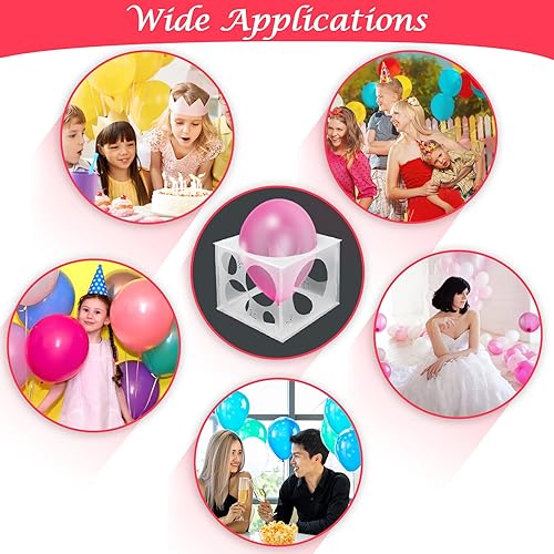 Miniatura 7 de Caja de cubo de tamaño de globo de 11 agujeros, herramienta de medición de tamaño de globo plegable de plástico de 2 a 10 pulgadas para decoración