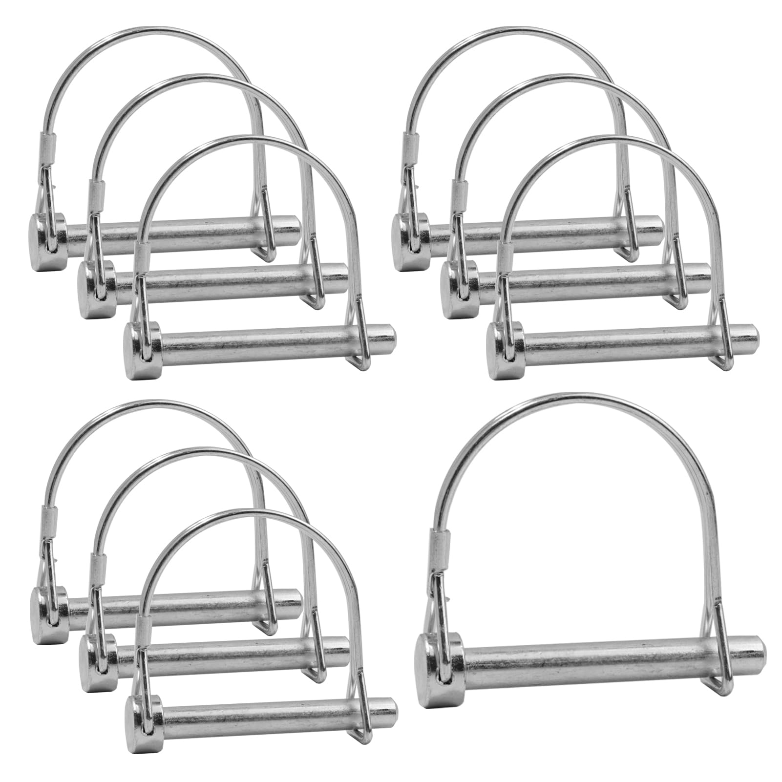 Goupille de Verrouillage M8 x 60mm, 10Pcs goupilles de sécurité Forme D, Goupille Remorque Carbone Galvanisé, Compatible avec Goupilles Agricole, Goupilles Clips pour Ferme Connecter des Remorques