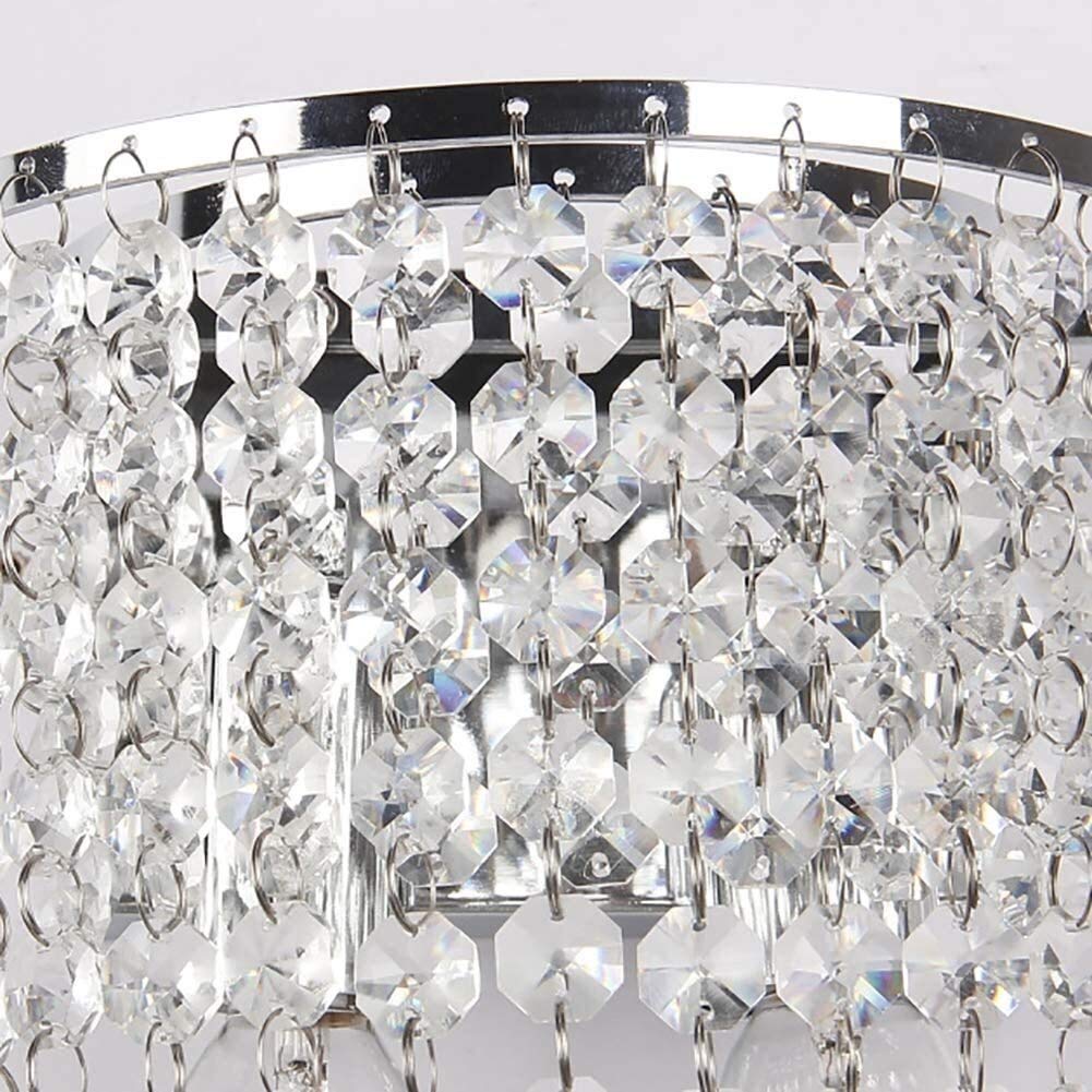 Risjc LED Modern Style cristallo nappa appliques luce dell'interno Lampade da parete di fissaggio 2 E14 cristallo Lustri Lampada laterale camera da letto bagno Luce a muro Decorare (Color : Argento)
