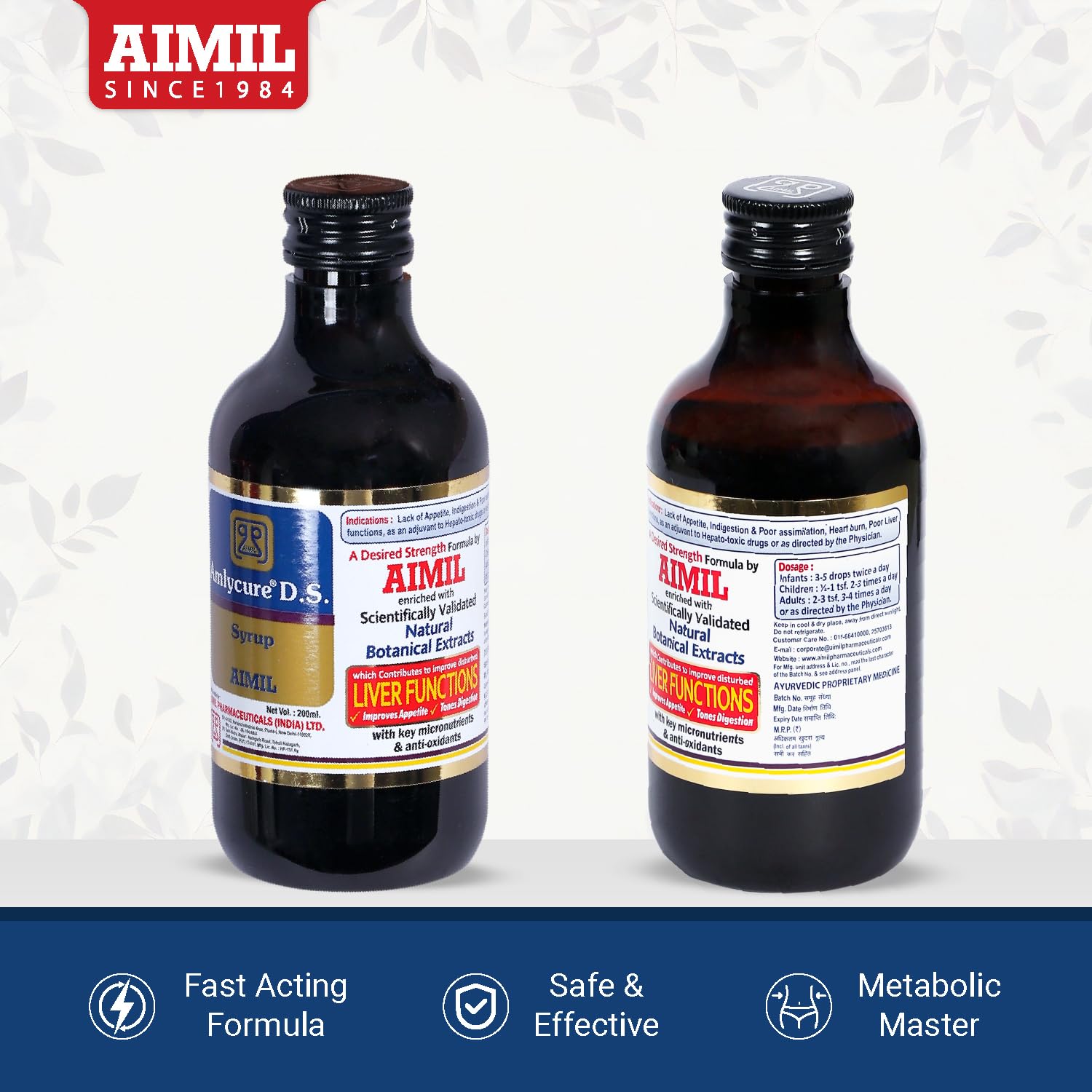 AIMIL Amlycure D.S. Syrup for Liver Health – 200ml | Ayurvedic Liver Tonic & Metabolism Booster | Supports Digestion, Appetite, and Detoxification with Natural Botanical Extracts (Pack of 2) — Amazon image 8