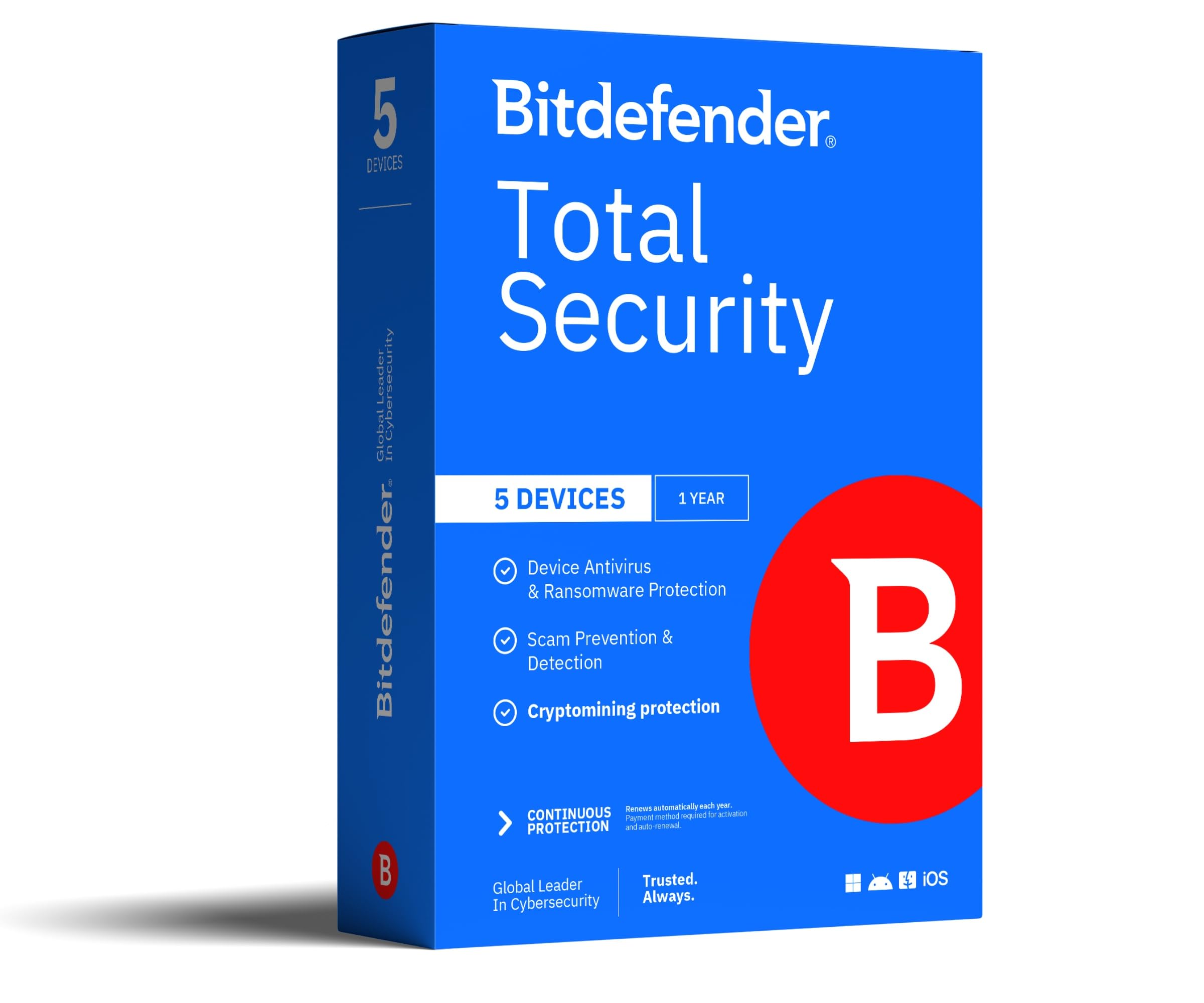 Sponsored Ad - Bitdefender Total Security 2025 – Complete Antivirus and Internet Security Suite – 5 Devices | 1 Year Subscription | PC/Mac | Activation Code by Mail