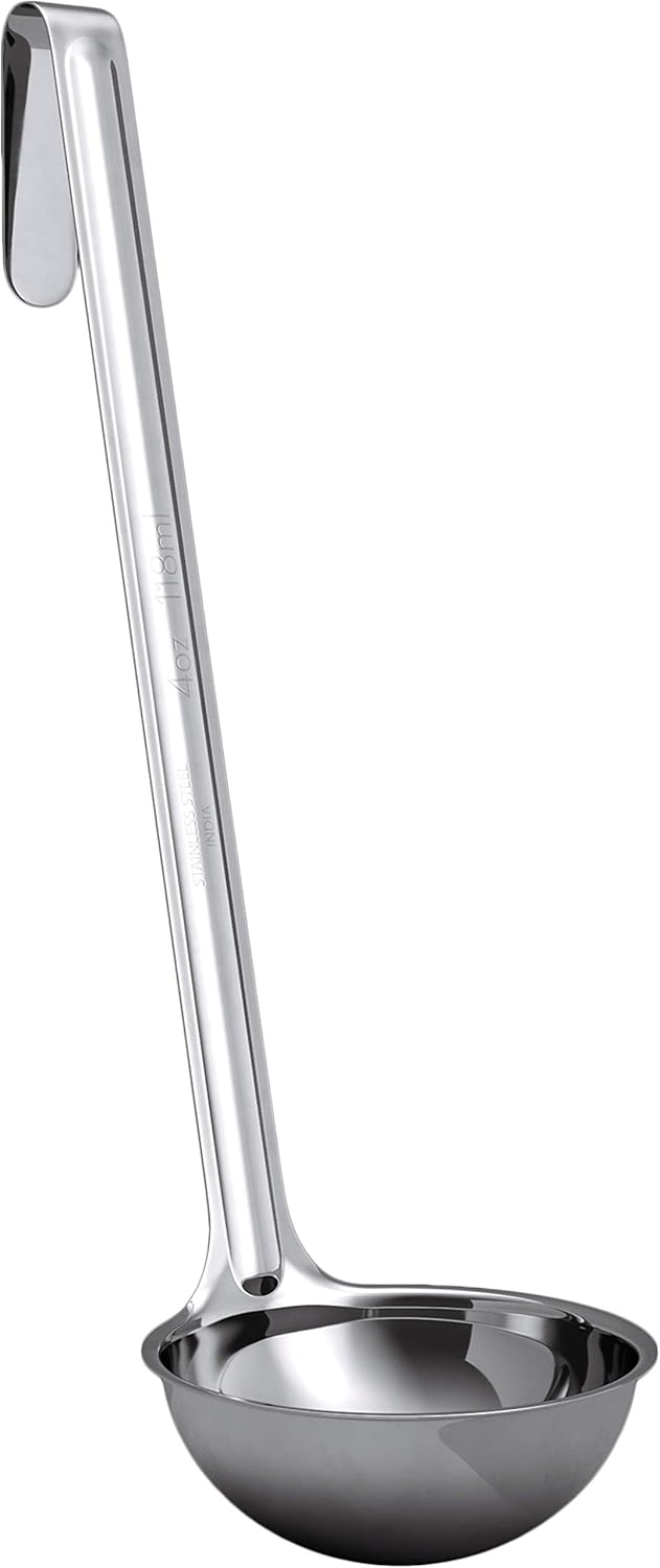 Sturdy, Ergonomic Combo Sizes Ladles 5 Pk. 1 2 4 6 8 Oz Stainless Steel Ladle with Long Handles. Best Kitchen Supplies for Stirring, Portioning and Serving Soup, Chili and Stew in Restaurants and Home: Home & Kitchen