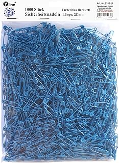 1000 imperdibles dúplex pequeños, color azul, aprox. 28 mm, agujas de seguridad, 3186-bl