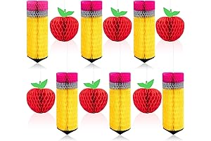 12Pcs Pencil Apple Hanging Honeycomb Welcome Back to School Classroom Decorations for...