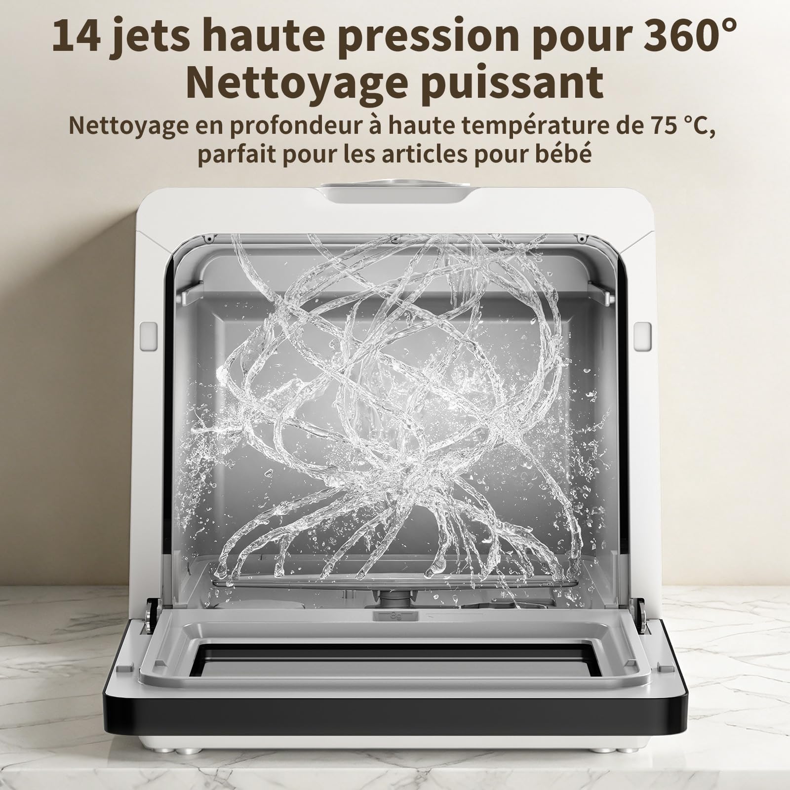 Lave-vaisselle de Table 7+3 Programmes Commande Tactile Affichage LED Réservoir d'Eau 5L